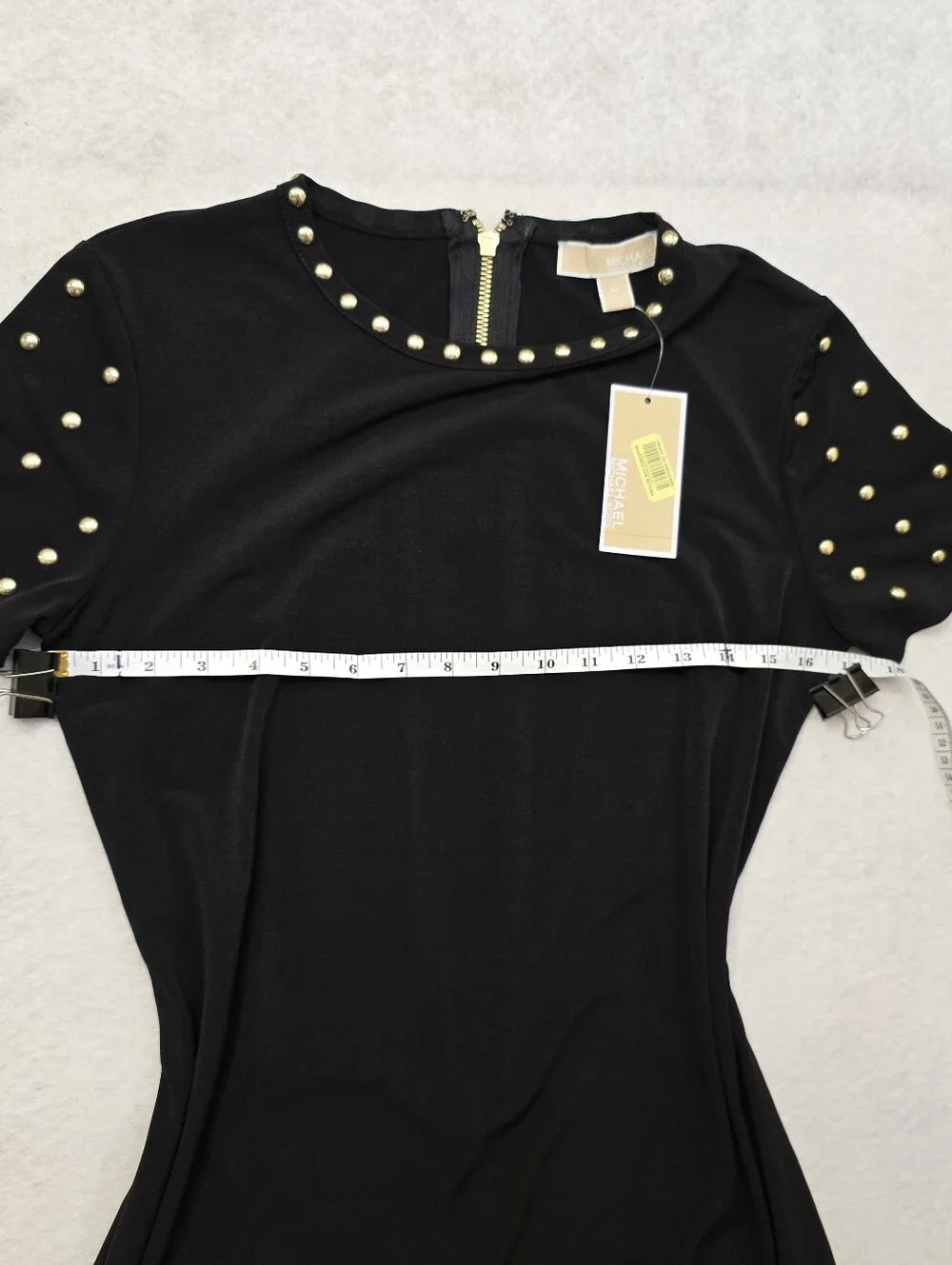Michael Kors Black Studded Short-Sleeve Bodycon Dress